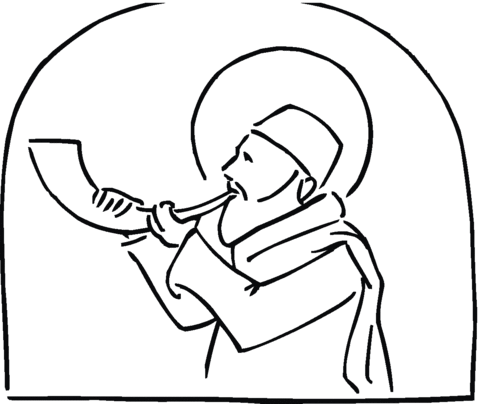 Dibujo de Judío con Shofar durante Rosh Hashanah para colorear ... Dibujo de Judío con Shofar durante Rosh Hashanah para colorear ...