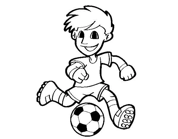Dibujo de Jugador de fútbol con balón para Colorear - Dibujos.net Dibujo de Jugador de fútbol con balón para Colorear - Dibujos.net
