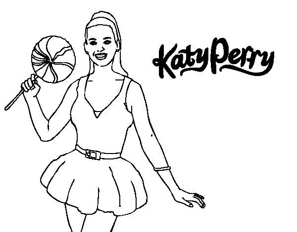 Dibujo de Katy Perry con piruleta para Colorear - Dibujos.net Dibujo de Katy Perry con piruleta para Colorear - Dibujos.net