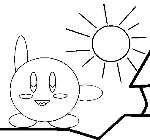 Dibujo de Kirby en un día soleado para Colorear - Dibujos.net Dibujo de Kirby en un día soleado para Colorear - Dibujos.net