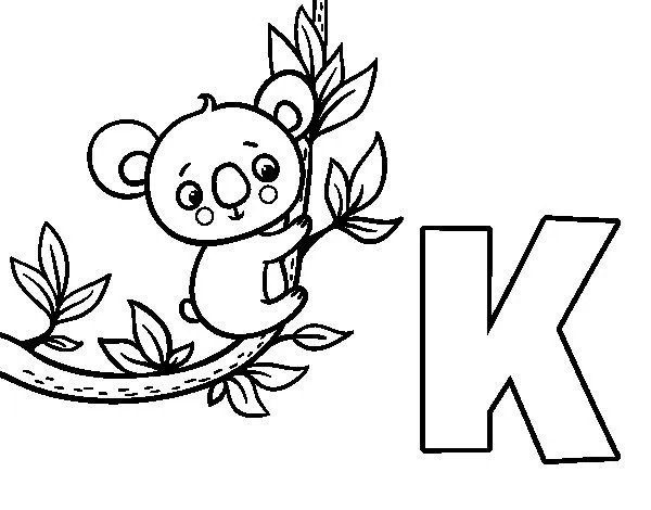 Dibujo de K de Koala para Colorear - Dibujos.net Dibujo de K de Koala para Colorear - Dibujos.net
