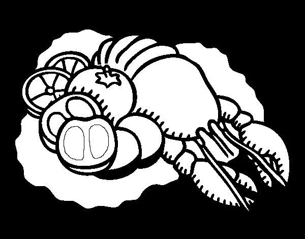 Dibujo de Langosta con verduras para Colorear