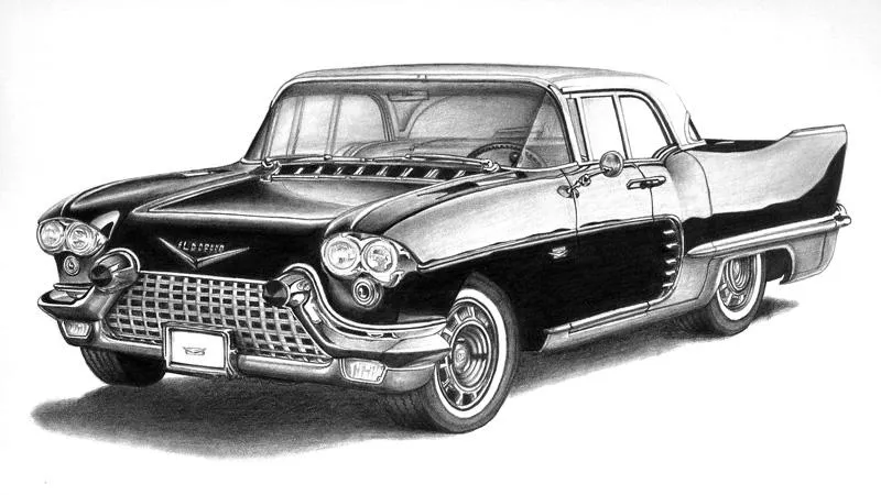 Dibujo a lápiz de auto terminado /Pencil drawing of car finished ...