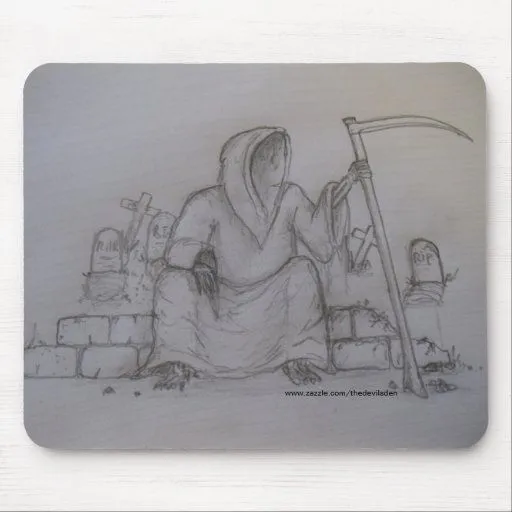 Dibujo de lápiz de la muerte del parca Mousepad Alfombrilla De ...