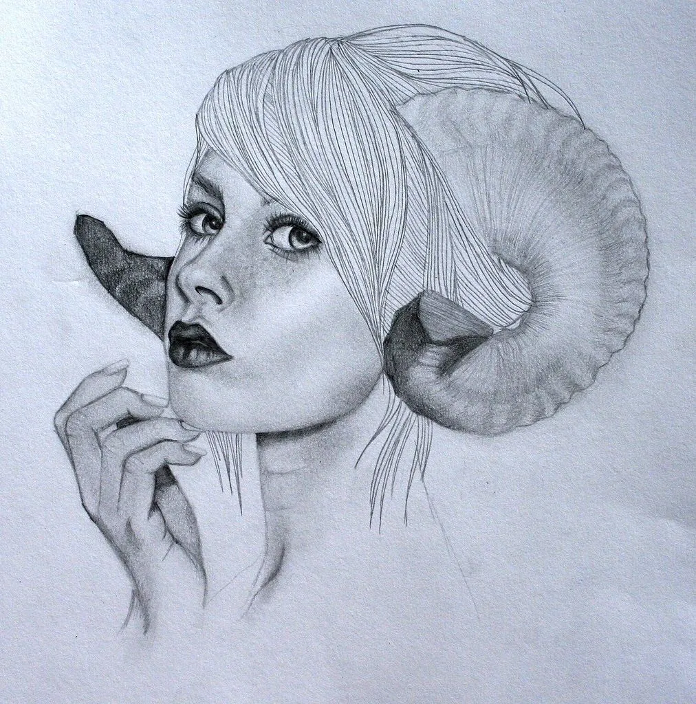 Dibujo a Lapiz de Mujer con Cuernos | Las Mejores Imagenes y Fotos del ...