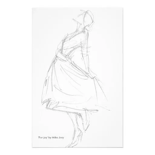 Dibujo de lápiz de la mujer elegante 'para Joy Papeleria de Zazzle.