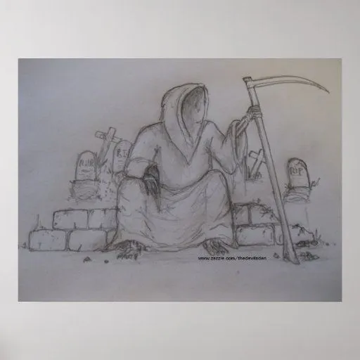 Poster del dibujo de lápiz de la muerte del parca | Zazzle