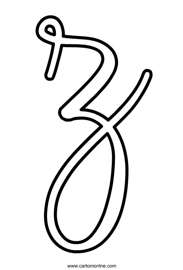 Dibujo de letra cursiva minúscula Z del alfabeto para colorear