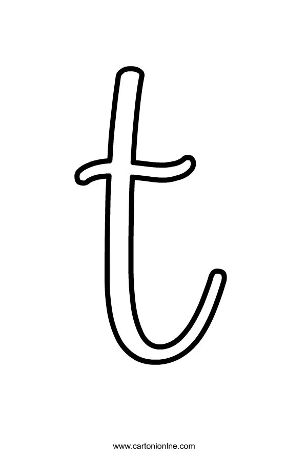 Dibujo de letra cursiva minúscula T del alfabeto para colorear Dibujo de letra cursiva minúscula T del alfabeto para colorear