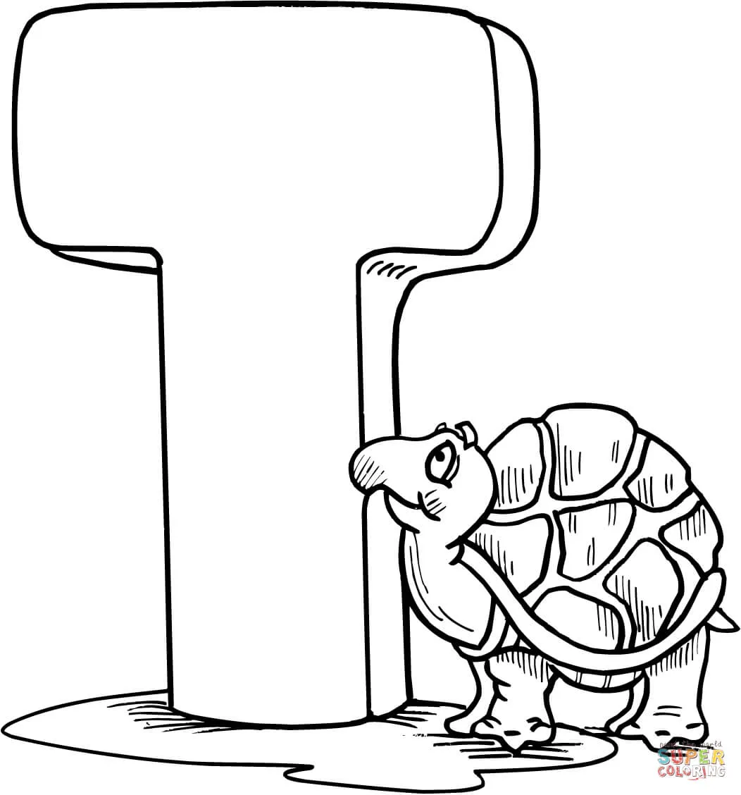 Dibujo de Letra T de Tortuga para colorear | Dibujos para colorear ... Dibujo de Letra T de Tortuga para colorear | Dibujos para colorear ...