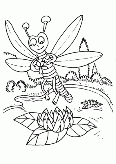 Dibujo de Libelula infantil. Dibujo para colorear de Libelula ...