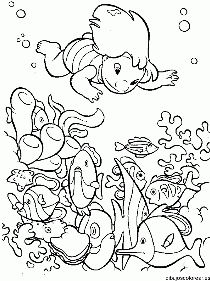 niña nadando Colouring Pages