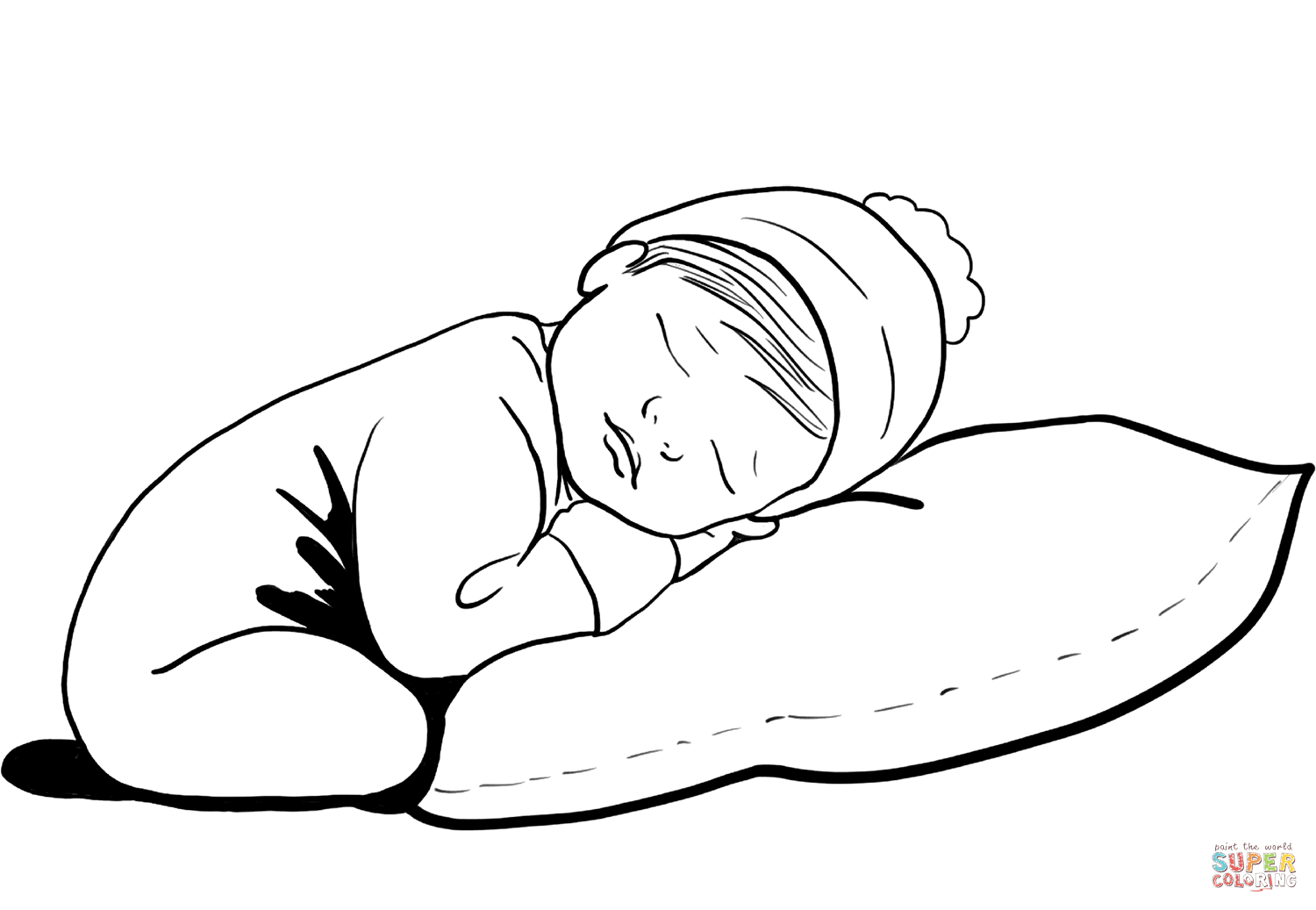 Dibujo de lindo bebe durmiendo para colorear | Dibujos para colorear imprimir gratis Dibujo de lindo bebe durmiendo para colorear | Dibujos para colorear imprimir gratis