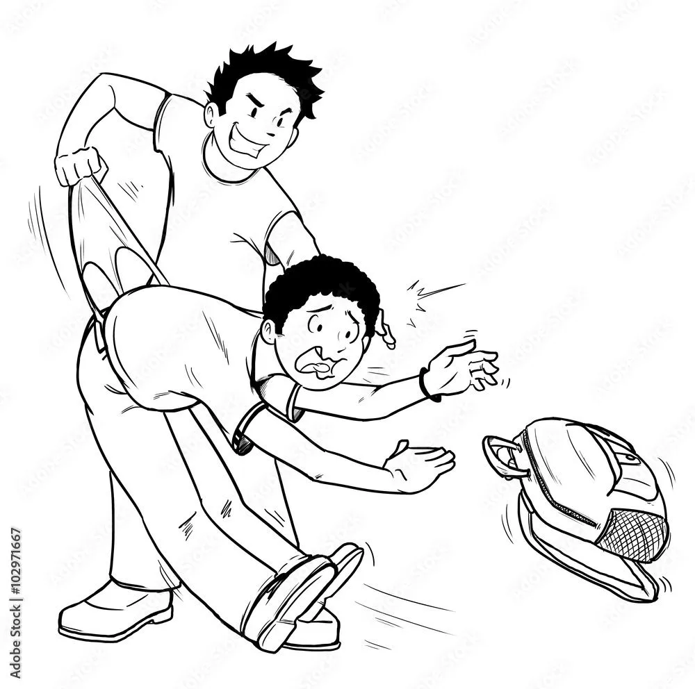 Dibujo a linea de acosador haciendo calzón chino bullying acoso escolar ilustración de Stock | Adobe Stock Dibujo a linea de acosador haciendo calzón chino bullying acoso escolar ilustración de Stock | Adobe Stock