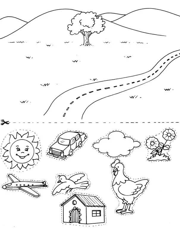 Dibujos para colorear de nociones arriba abajo - Imagui