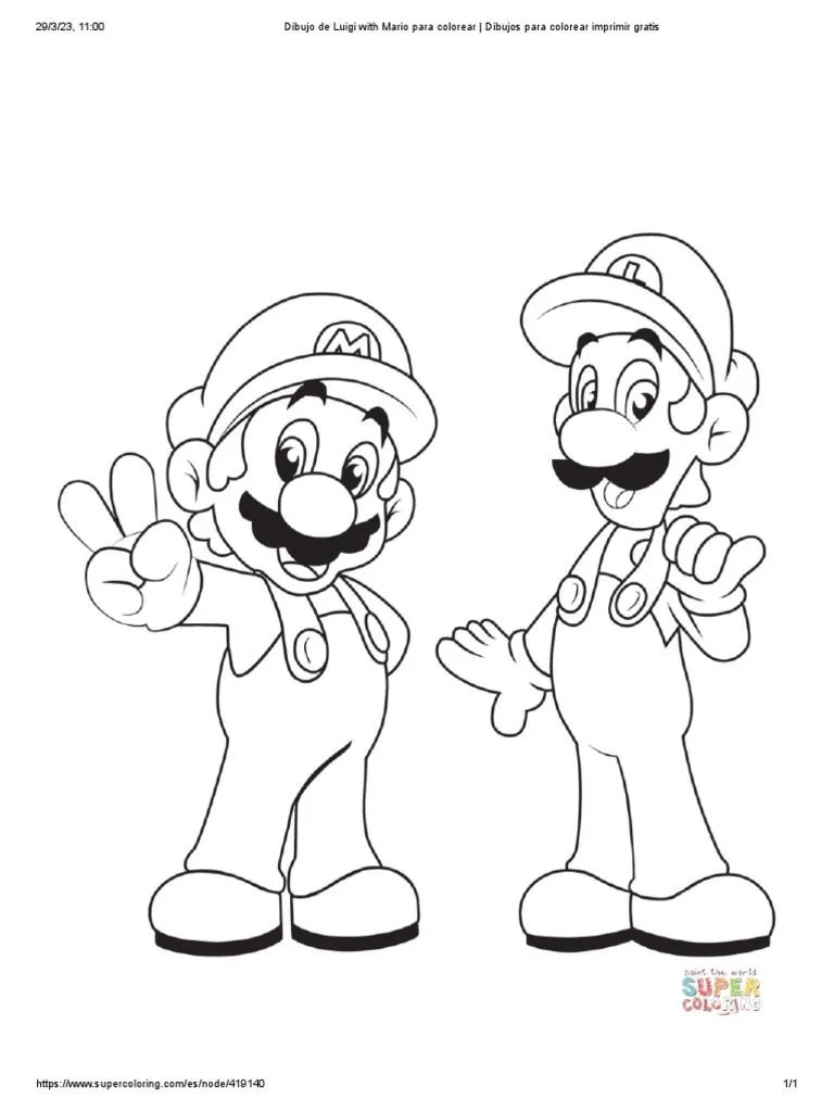 Dibujo de Luigi y Mario para Colorear | PDF Dibujo de Luigi y Mario para Colorear | PDF