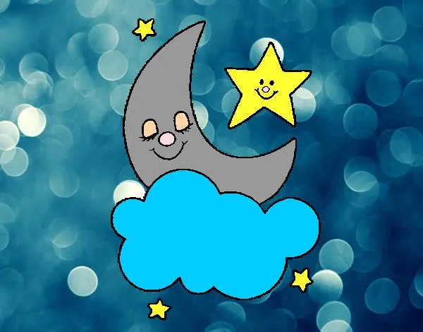 Dibujo de Luna y estrellas pintado por Disogori en Dibujos.net el ...