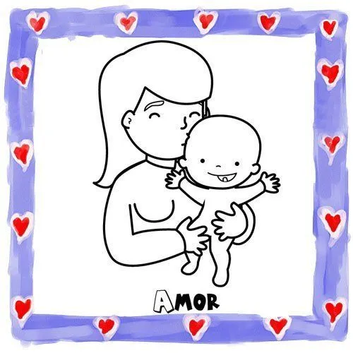 Dibujo de una madre y su bebé para pintar - Dibujos de amor para ... Dibujo de una madre y su bebé para pintar - Dibujos de amor para ...