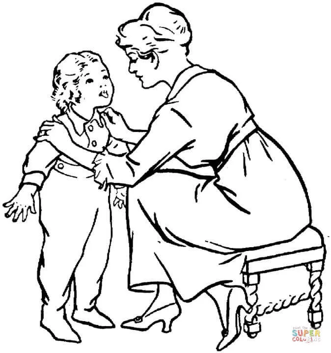 Dibujo de Madre Hablando a Su Hijo para colorear | Dibujos para ... Dibujo de Madre Hablando a Su Hijo para colorear | Dibujos para ...