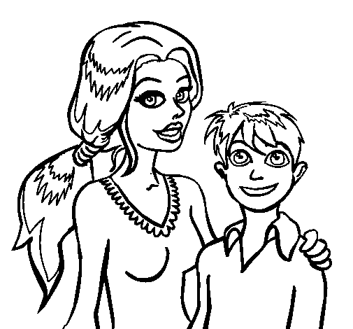 Dibujo de Madre e hijo para Colorear - Dibujos.net Dibujo de Madre e hijo para Colorear - Dibujos.net