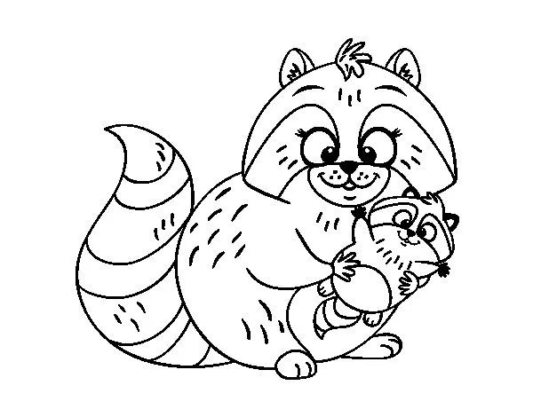 Dibujo de Madre mapache para Colorear - Dibujos.net Dibujo de Madre mapache para Colorear - Dibujos.net