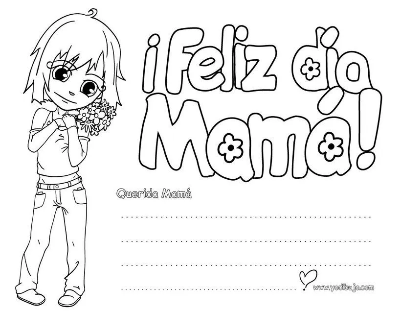 Dibujo dia de la madre NIÑA MENSAJE - Dibujos para colorear DIA DE LA ... Dibujo dia de la madre NIÑA MENSAJE - Dibujos para colorear DIA DE LA ...