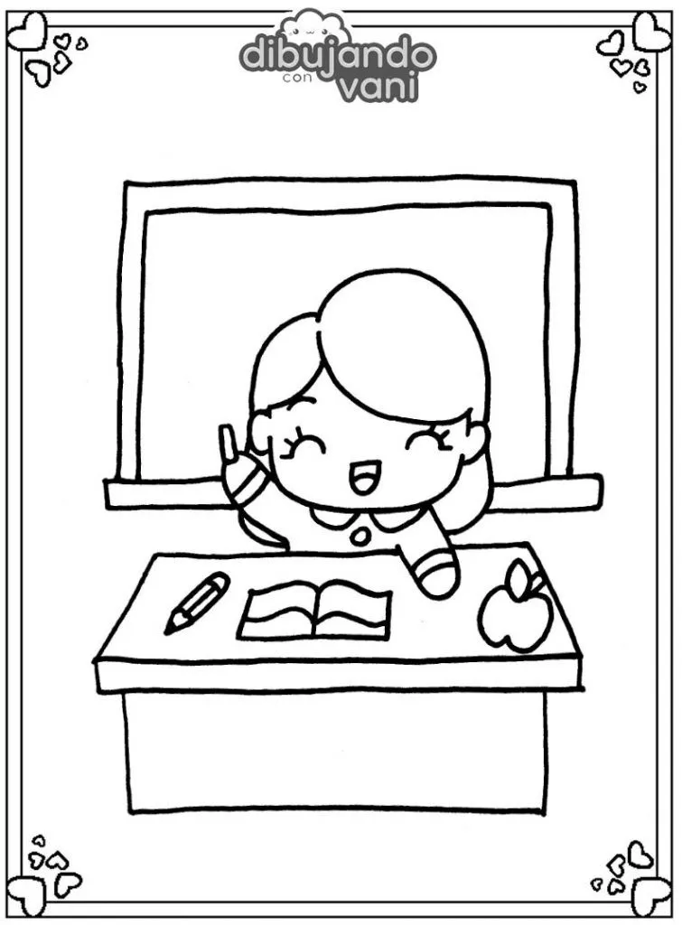 Dibujo de una maestra para imprimir y colorear - Dibujando con Vani Dibujo de una maestra para imprimir y colorear - Dibujando con Vani