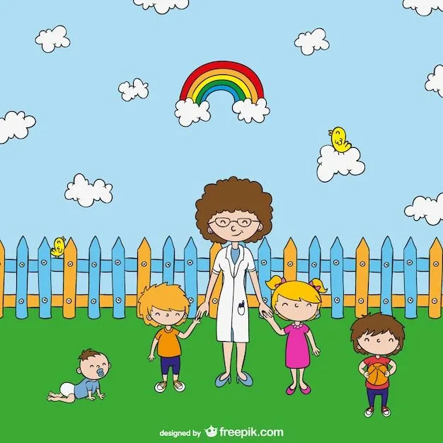 Dibujo de maestra con niños | Descargar Vectores gratis