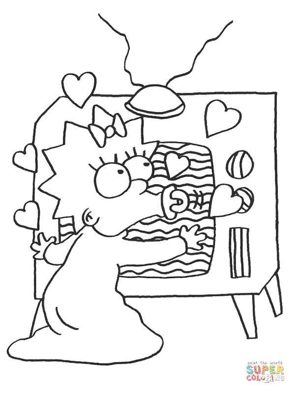 Dibujo de Maggie Viendo la Tele para colorear | Dibujos para colorear imprimir gratis Dibujo de Maggie Viendo la Tele para colorear | Dibujos para colorear imprimir gratis