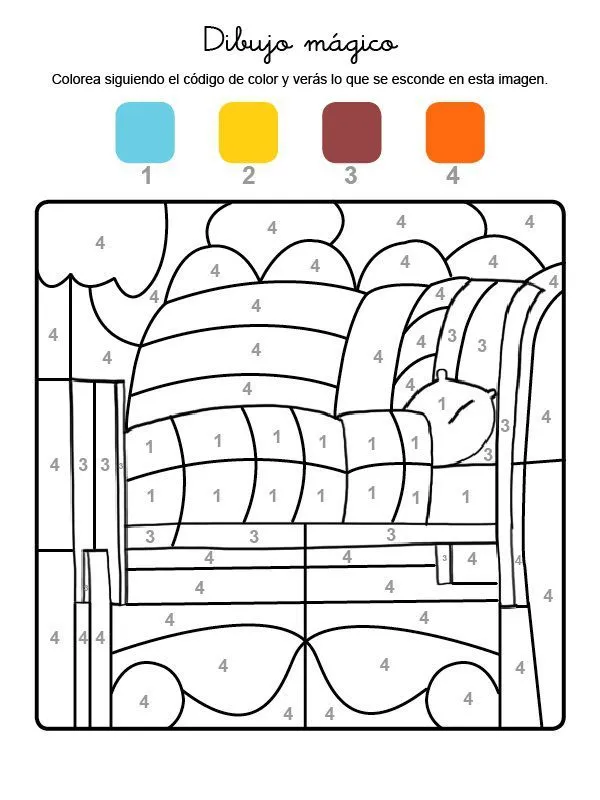 Dibujo mágico de una cama: dibujo para colorear e imprimir Dibujo mágico de una cama: dibujo para colorear e imprimir