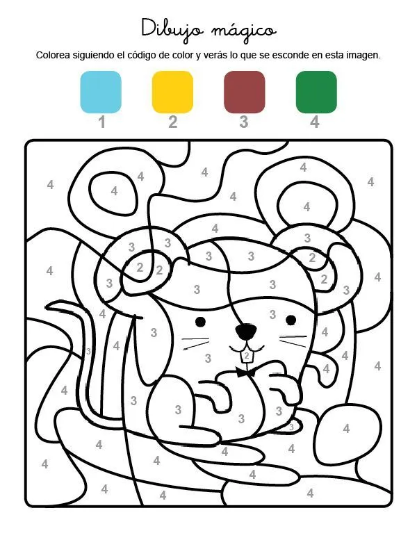 Dibujo mágico de un ratón: dibujo para colorear e imprimir