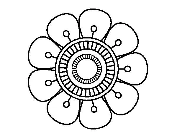 Dibujo de Mandala en forma de flor para Colorear - Dibujos.net