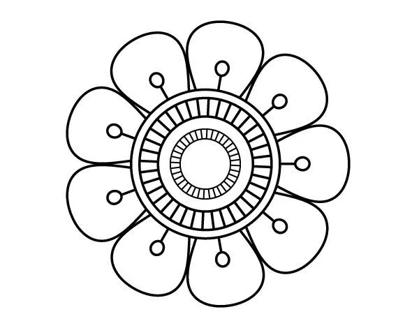 Dibujo de Mandala en forma de flor para colorear | Dibujos de ... Dibujo de Mandala en forma de flor para colorear | Dibujos de ...