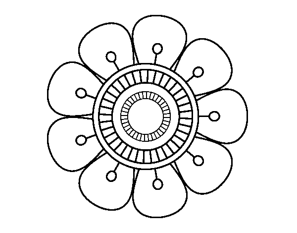 Dibujo de Mandala en forma de flor para Colorear - Dibujos.net