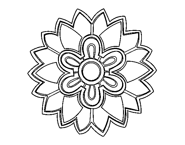 Dibujo de Mándala con forma de flor weiss para Colorear - Dibujos.net