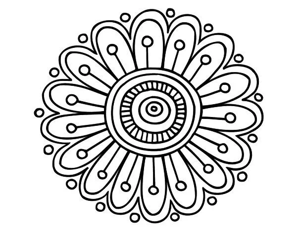 Dibujo de un Mandala margarita para pintar, colorear o imprimir ...