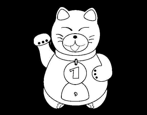 Dibujo de Maneki Neko para Colorear - Dibujos.net