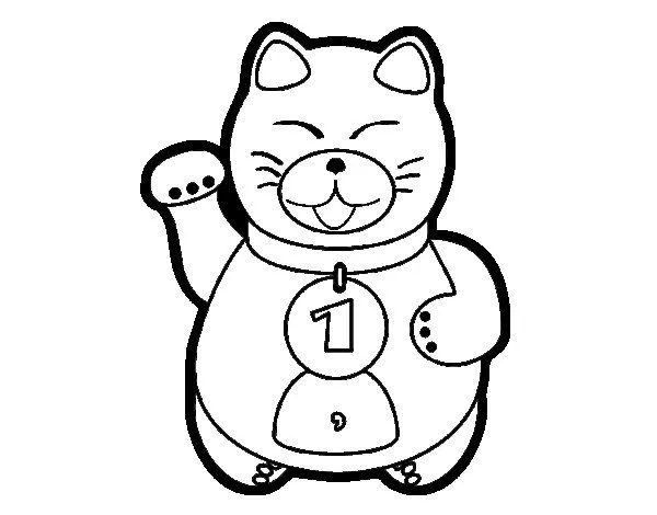 Dibujo de Maneki Neko para Colorear - Dibujos.net Dibujo de Maneki Neko para Colorear - Dibujos.net