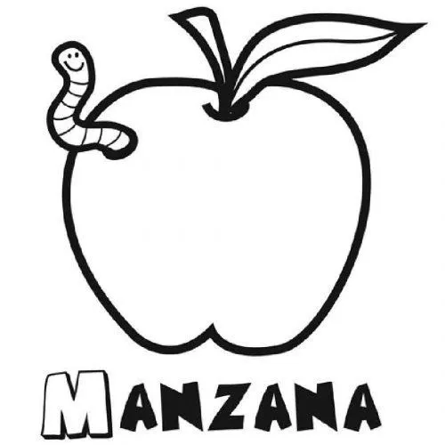 Dibujo de una manzana para pintar - Dibujos para colorear de frutas Dibujo de una manzana para pintar - Dibujos para colorear de frutas