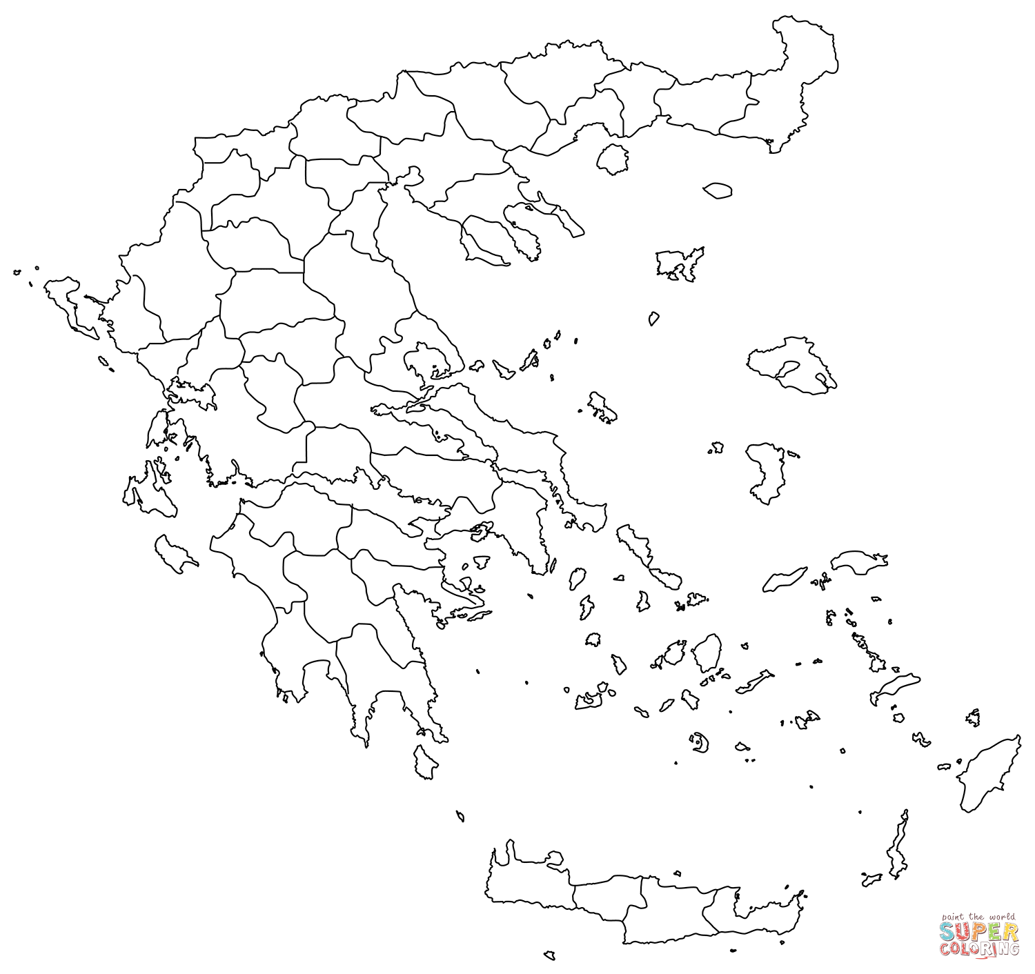Dibujo de Mapa mudo de Grecia con regiones para colorear | Dibujos para colorear imprimir gratis Dibujo de Mapa mudo de Grecia con regiones para colorear | Dibujos para colorear imprimir gratis