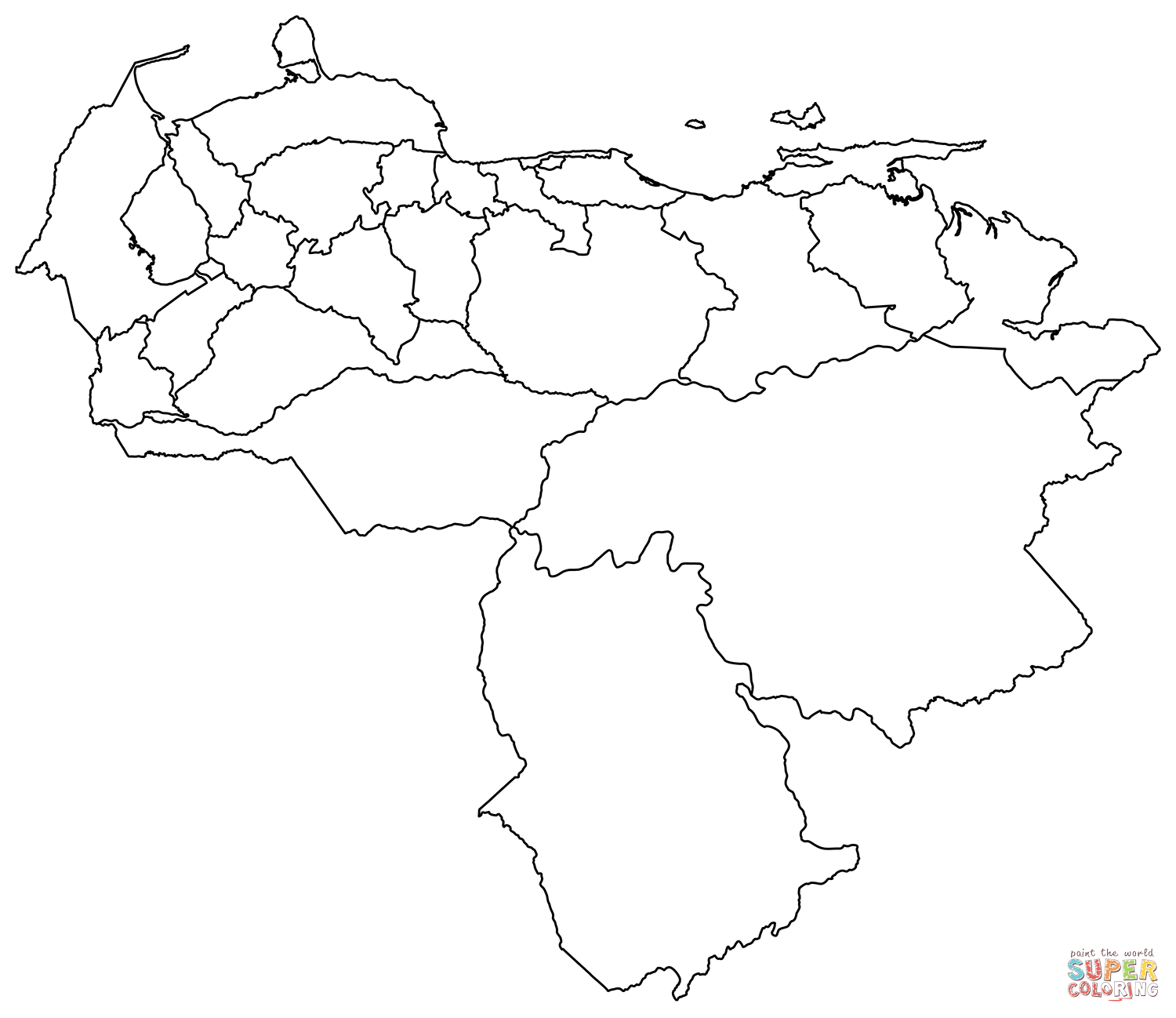 Dibujo de Mapa mudo de Venezuela con Regiones para colorear | Dibujos para colorear imprimir gratis Dibujo de Mapa mudo de Venezuela con Regiones para colorear | Dibujos para colorear imprimir gratis