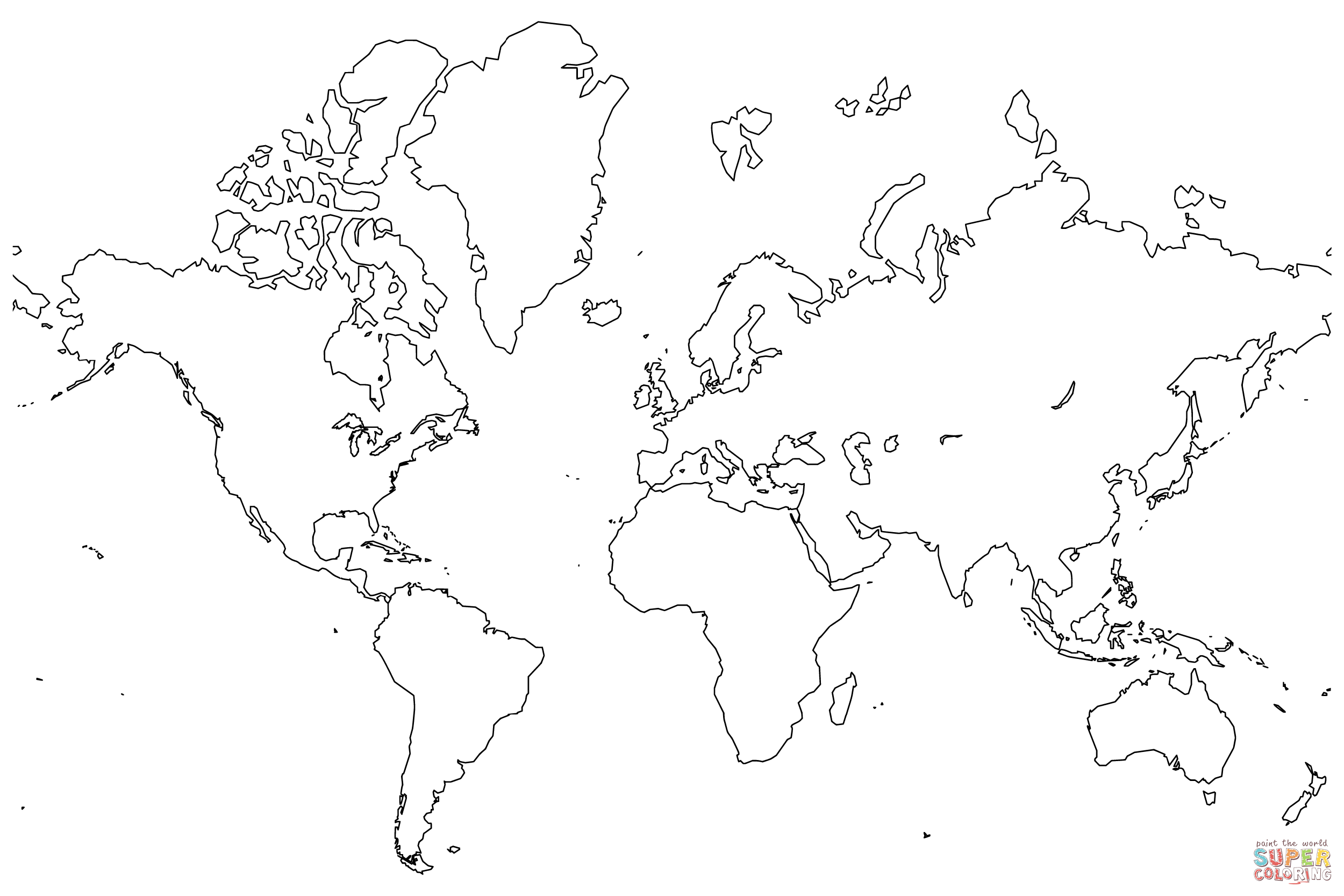 Dibujo de Mapa del Mundo en Blanco para colorear | Dibujos para ...