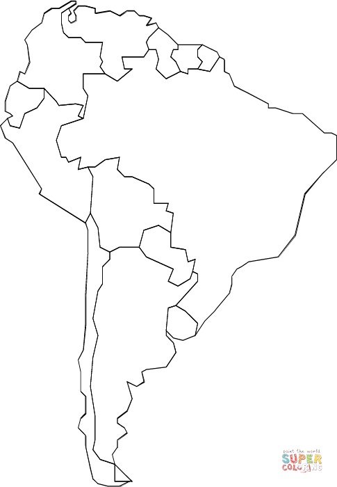 Dibujo de Mapa de Sudamérica para colorear | Dibujos para colorear ...