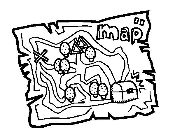 Dibujo de Mapa del tesoro para Colorear - Dibujos.net Dibujo de Mapa del tesoro para Colorear - Dibujos.net