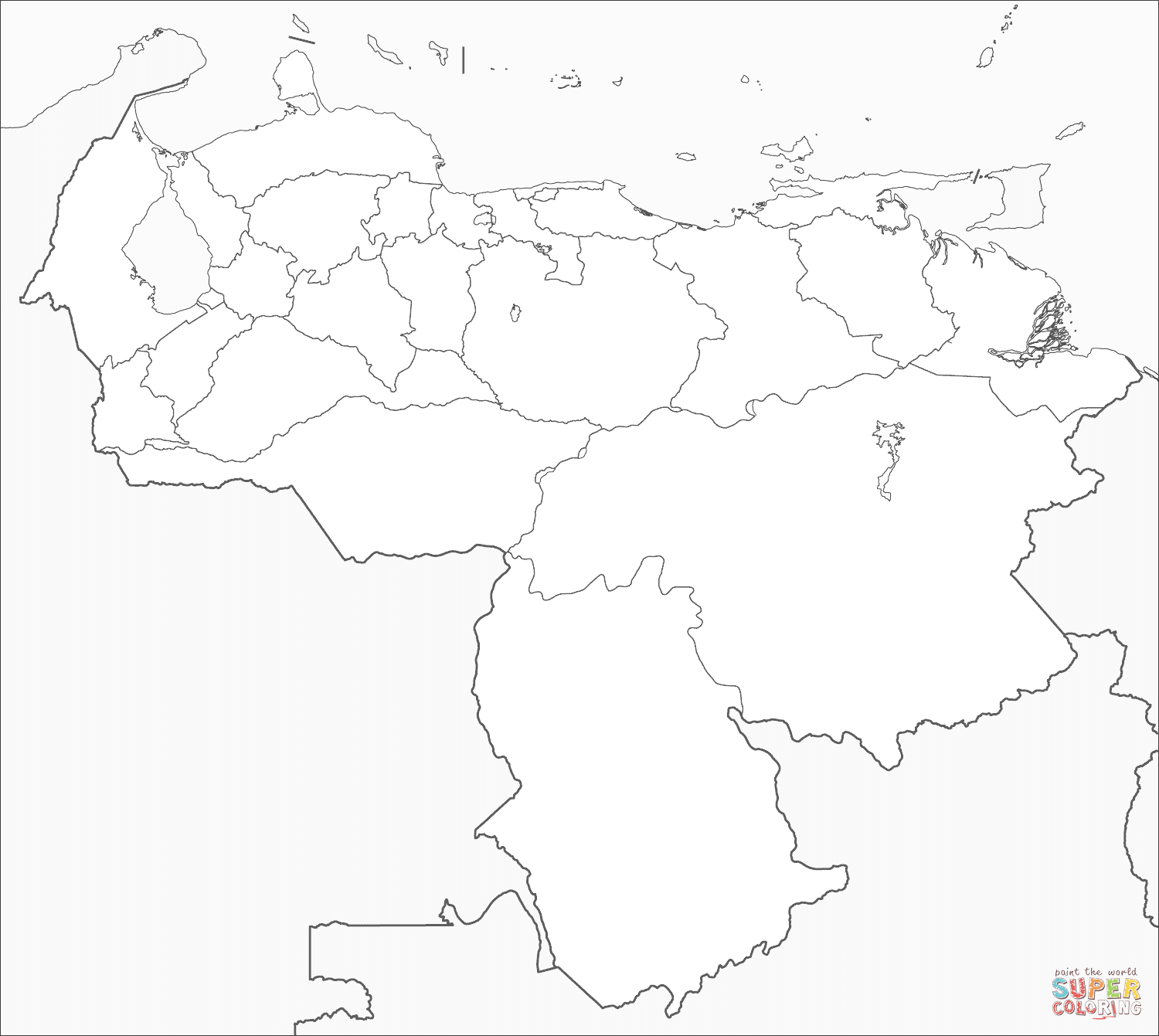 Dibujo de Mapa de Venezuela para colorear | Dibujos para colorear imprimir gratis Dibujo de Mapa de Venezuela para colorear | Dibujos para colorear imprimir gratis