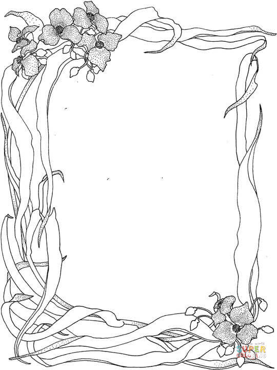 Dibujo de Marco Diseño con Flores para colorear | Dibujos para ...
