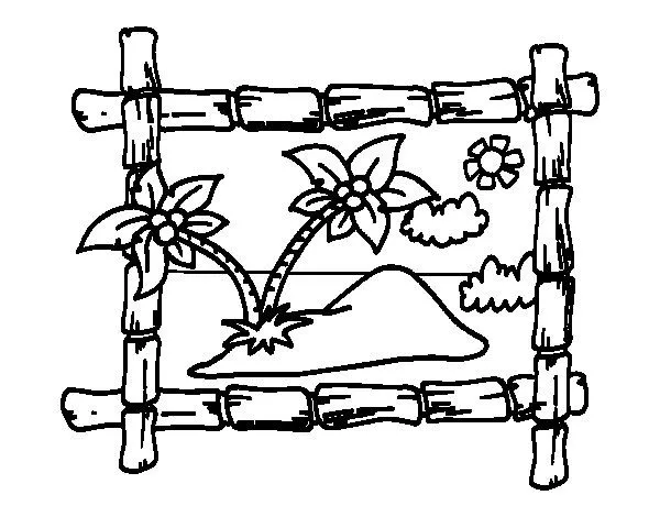 Dibujo de Marco con palmeras para Colorear - Dibujos.net Dibujo de Marco con palmeras para Colorear - Dibujos.net
