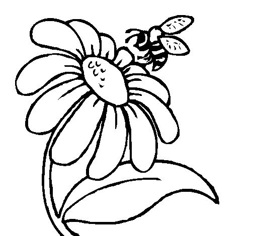 Dibujo de Margarita con abeja para Colorear - Dibujos.net Dibujo de Margarita con abeja para Colorear - Dibujos.net