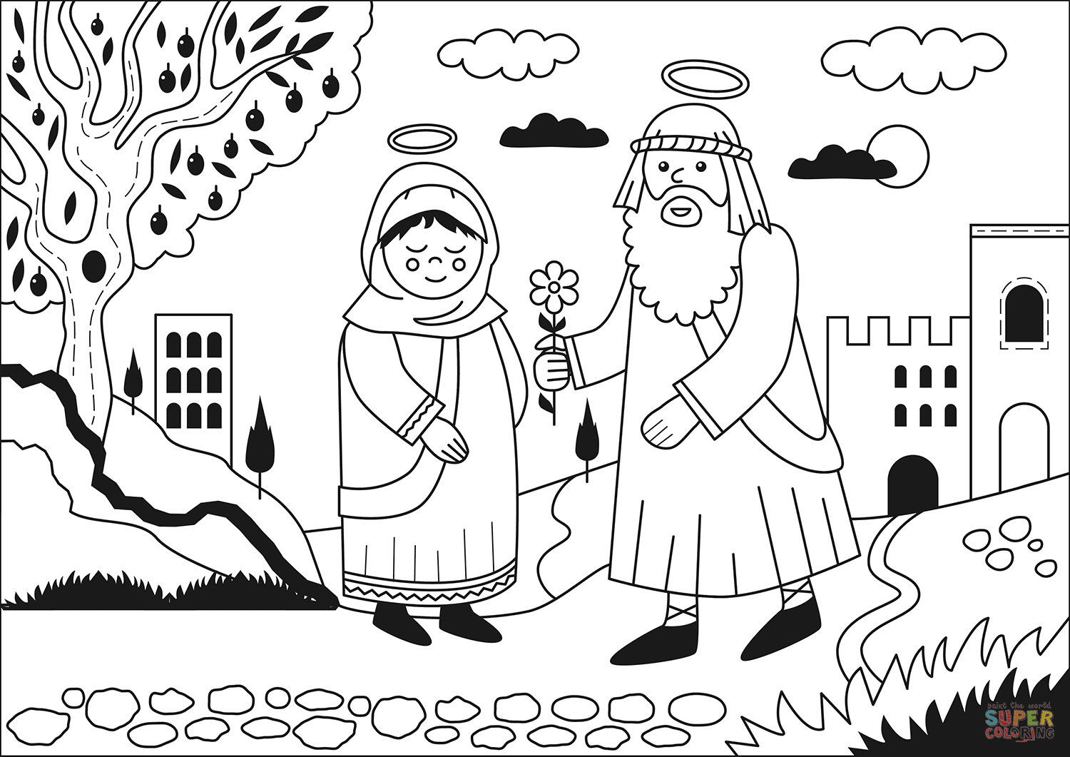 Dibujo de María y José para colorear | Dibujos para colorear imprimir gratis Dibujo de María y José para colorear | Dibujos para colorear imprimir gratis