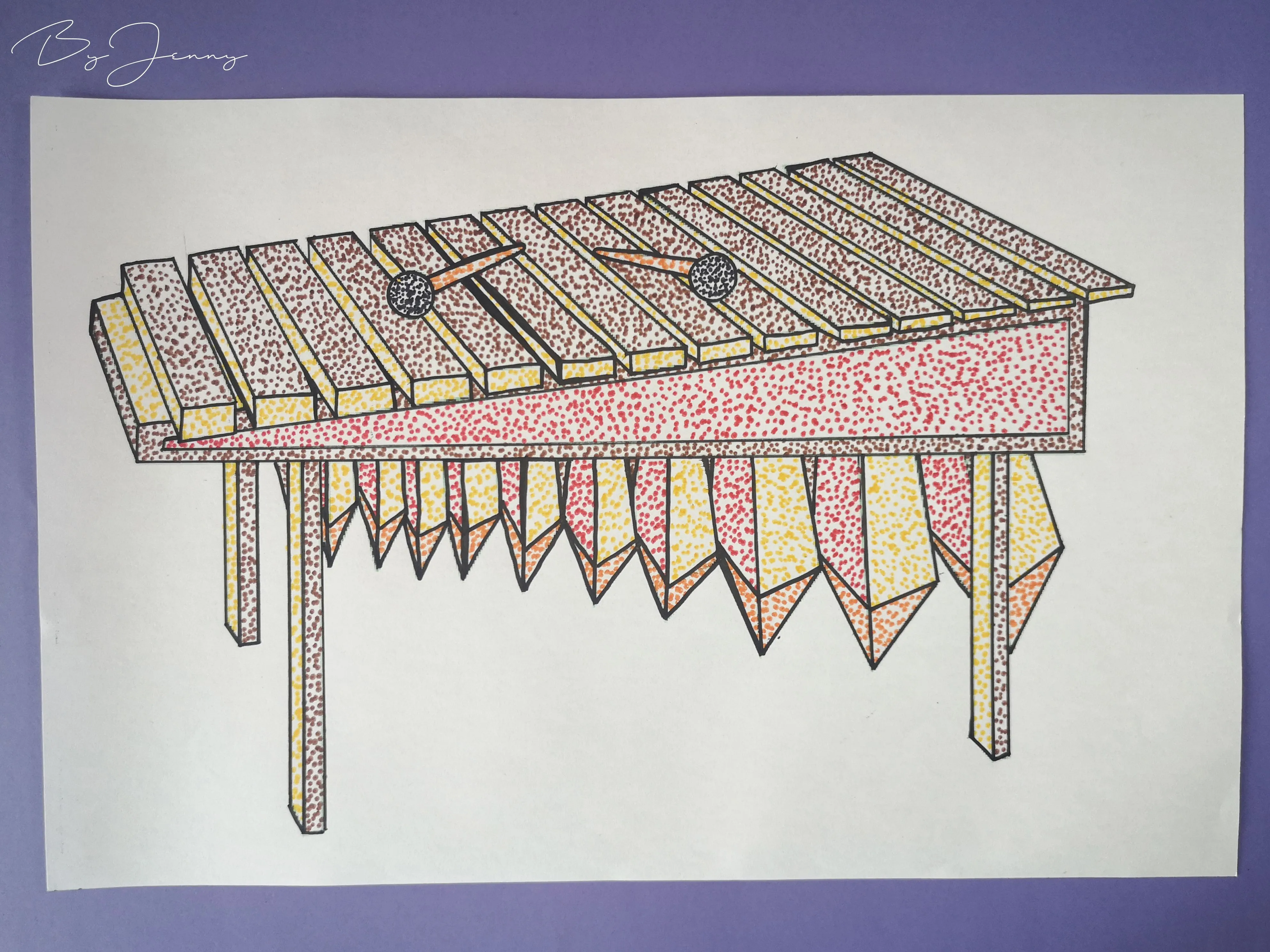 Dibujo de Marimba (Instrumento Musical de Guatemala) con Puntillismo (hecho con marcadores) | Facebook sign up Dibujo de Marimba (Instrumento Musical de Guatemala) con Puntillismo (hecho con marcadores) | Facebook sign up
